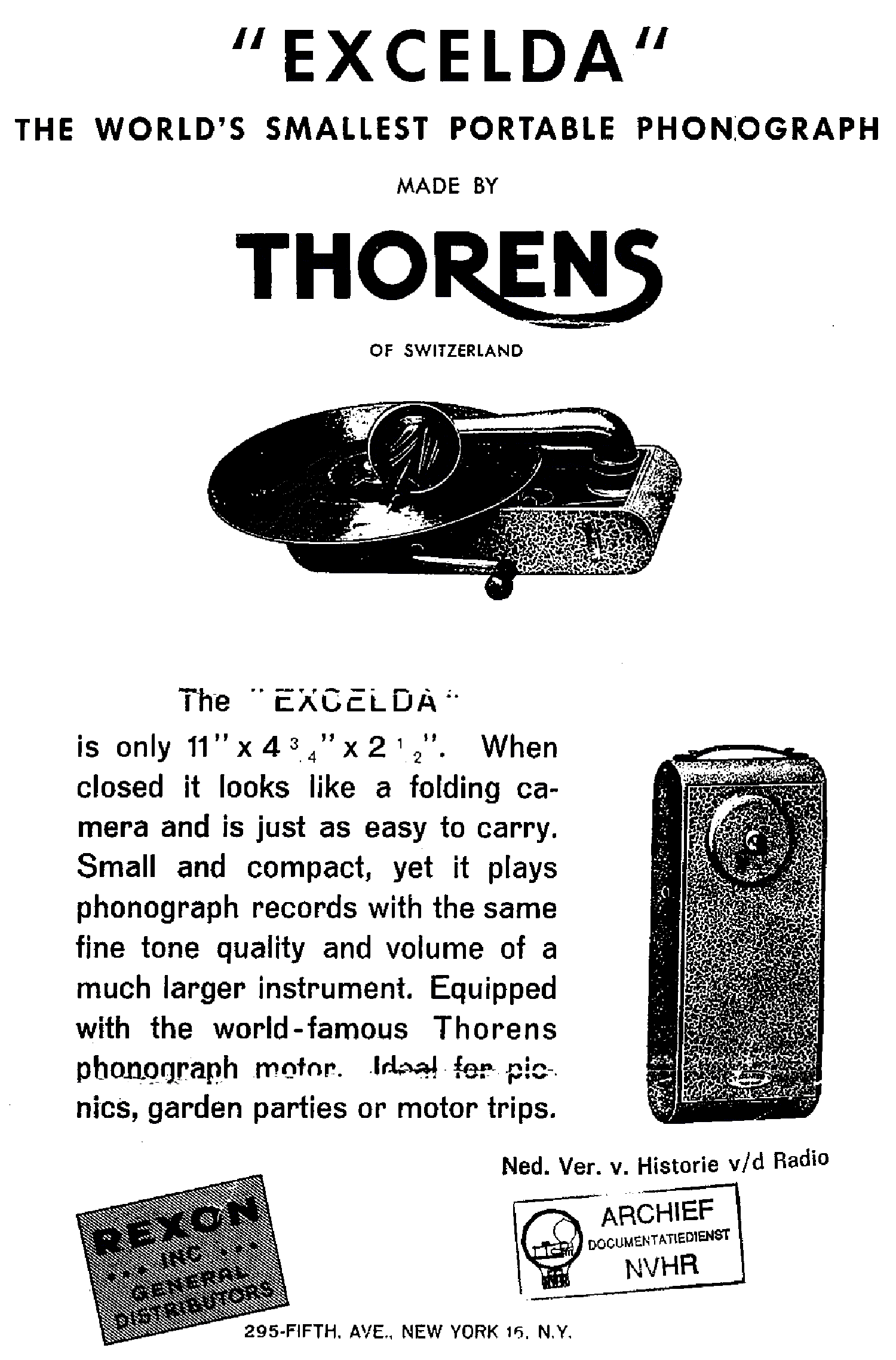 THORENS EXCELDA WORLD SALLEST PORTABLE PHONOGRAPH USR SM service manual (1st page)