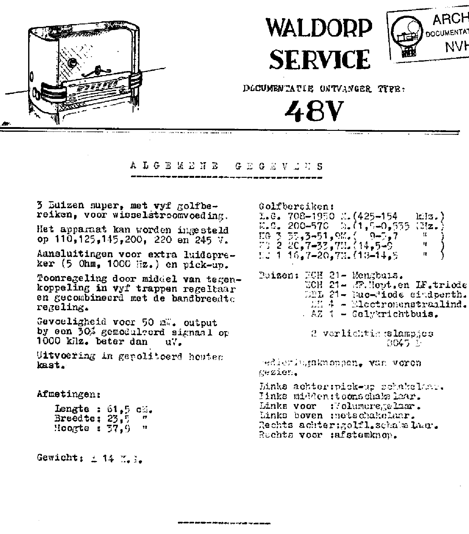 WALDORP 48V AC RECEIVER SCH service manual