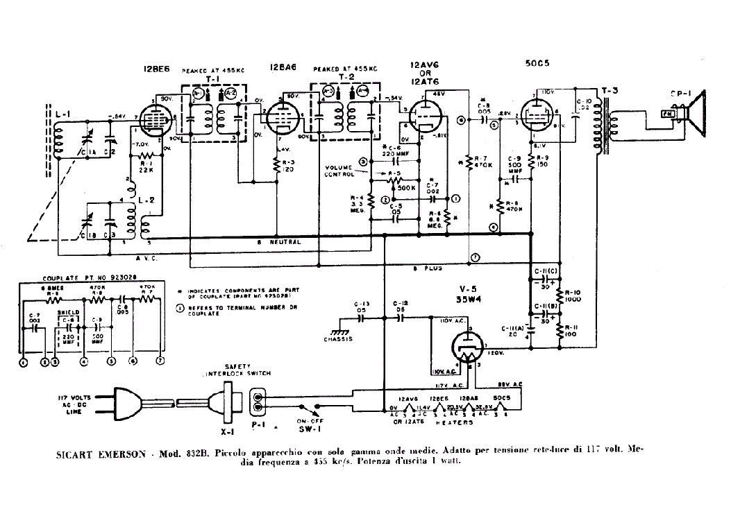 EMERSON 832B RADIO RECEIVER SCH Service Manual download, schematics