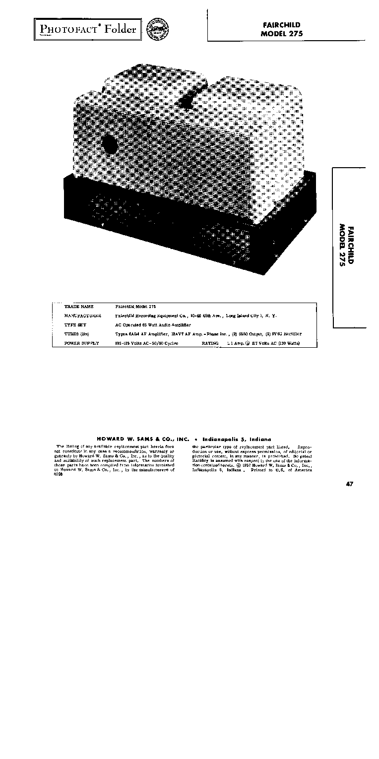 FAIRCHILD 275 SM service manual