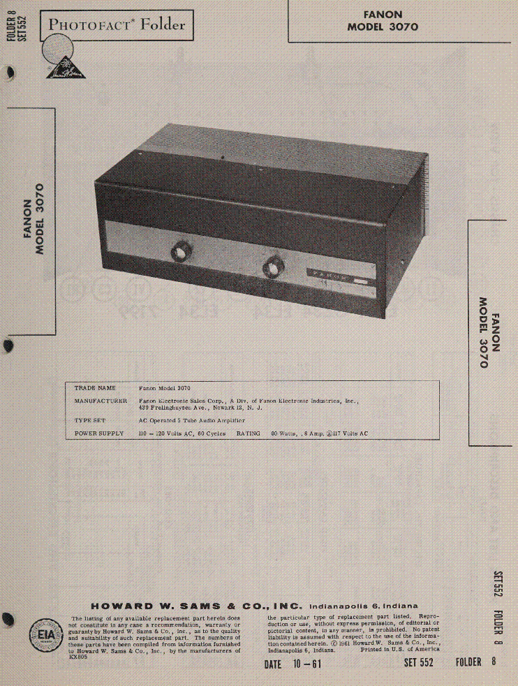 FANON MODEL 3070 SM service manual