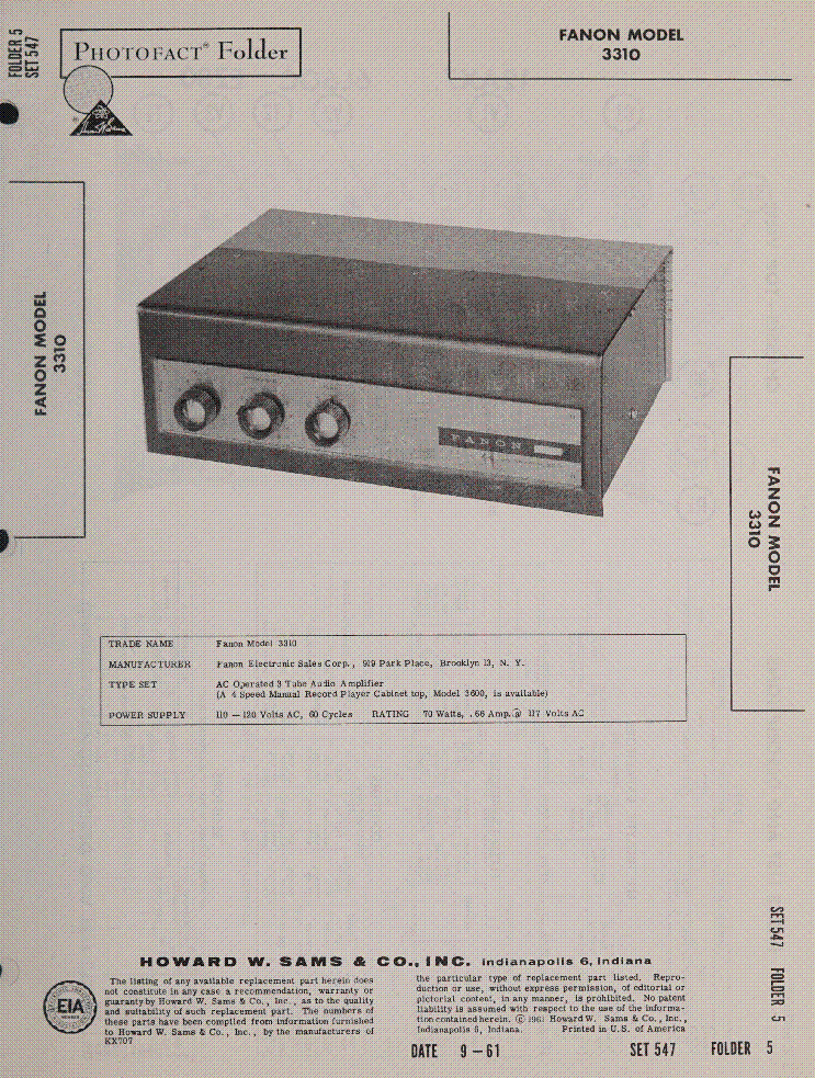 FANON MODEL 3310 service manual