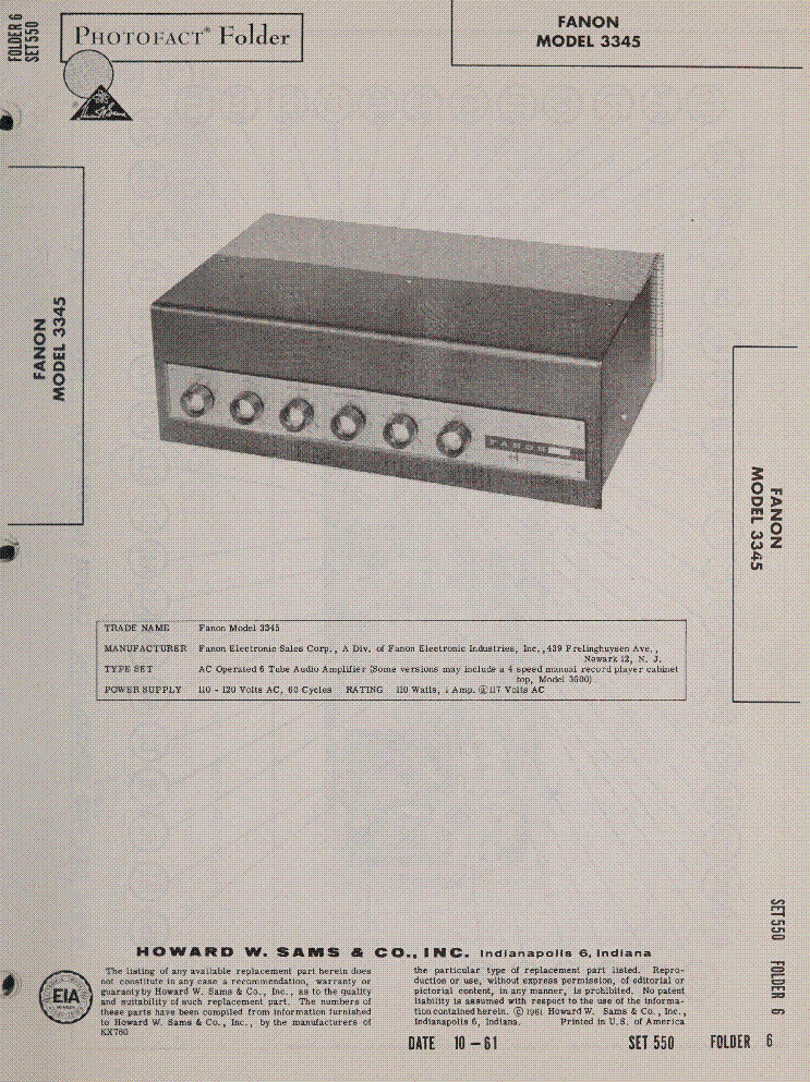 FANON MODEL 3345 service manual
