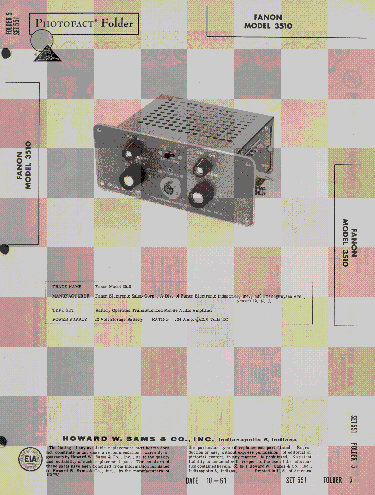 FANON MODEL 3510 SM service manual