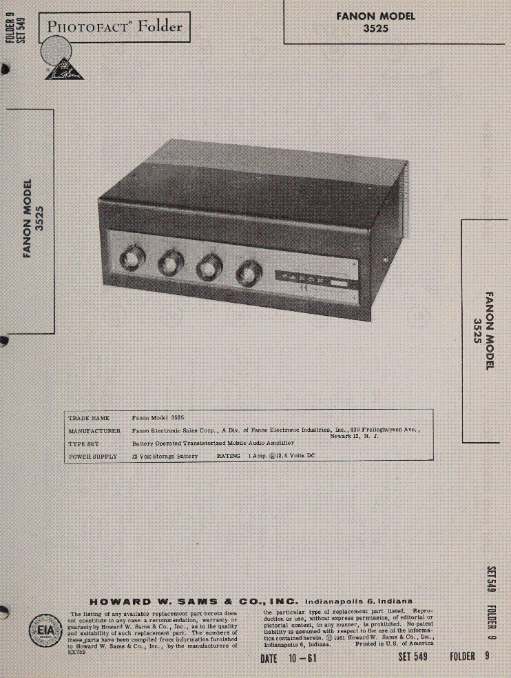 FANON MODEL 3525 SM service manual