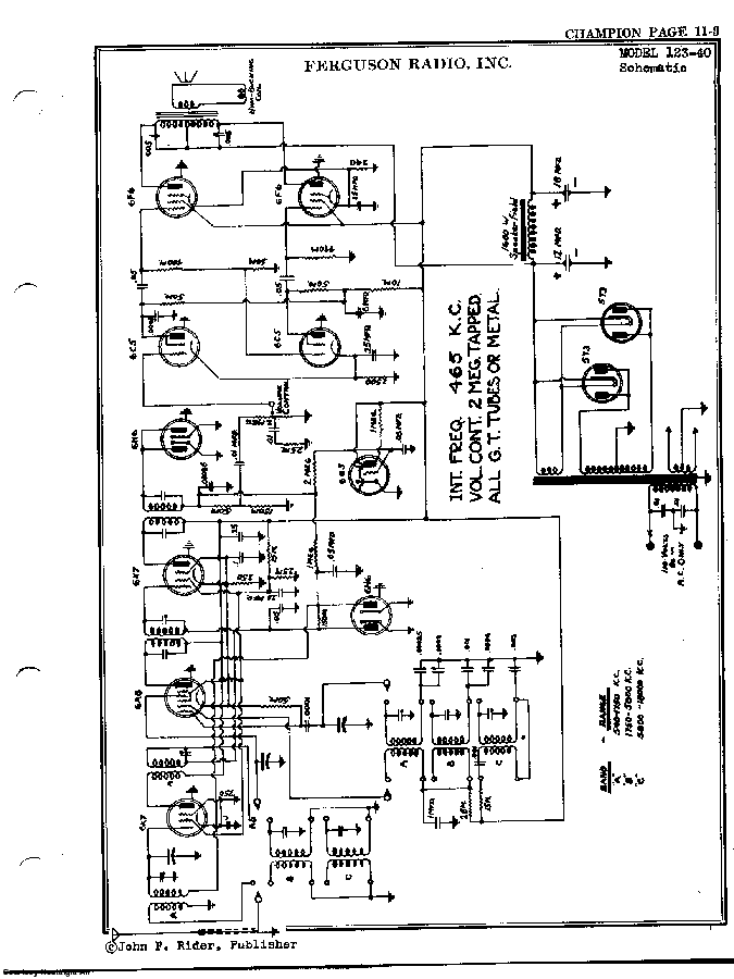 FERGUSON RADIO, INC. 123-40 Service Manual download, schematics, eeprom ...