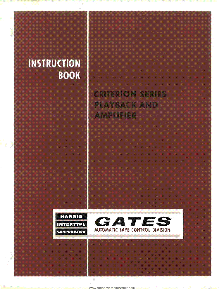 GATES CRITERION CART MACHINE 1966 Service Manual download, schematics