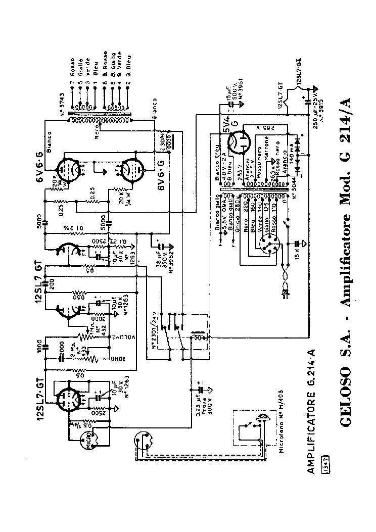 GELOSO 214A AMPLIFIER SCH service manual