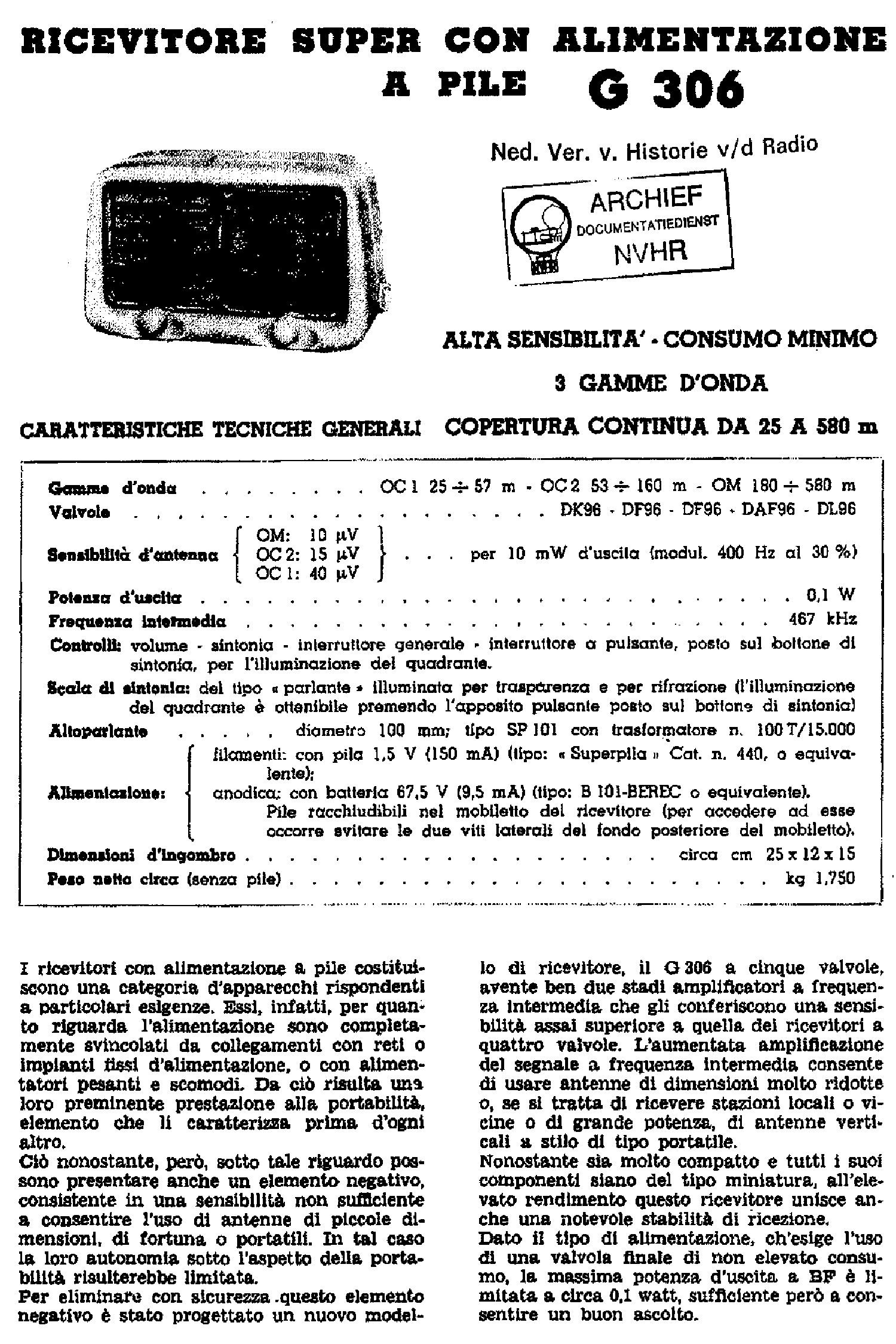 GELOSO G306 BATTERY RECEIVER WITH AF2686 SCH service manual