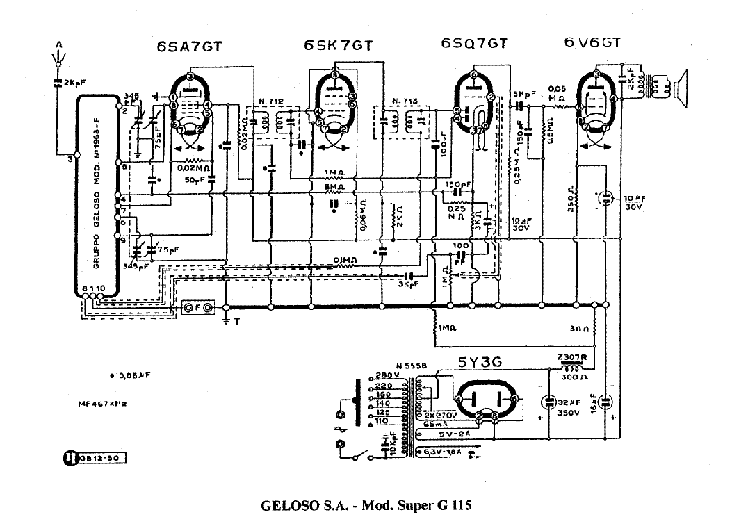 GELOSO SUPER G115 RADIO RECEIVER SCH service manual