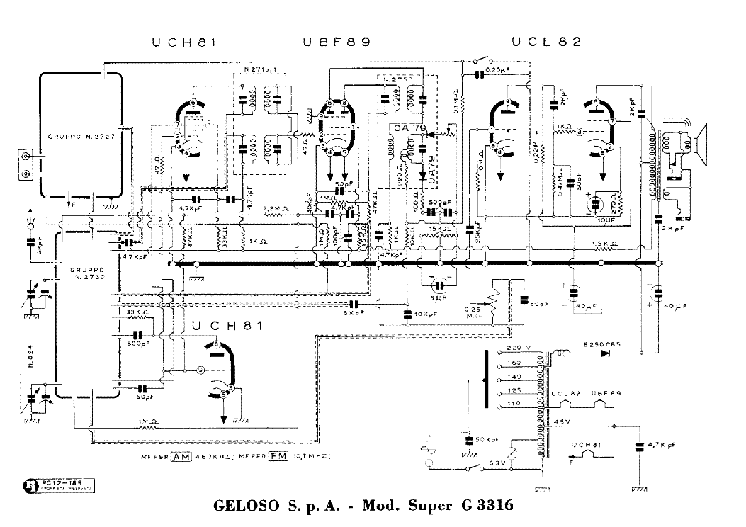 GELOSO SUPER G3316 AM-FM RADIO RECEIVER SCH service manual