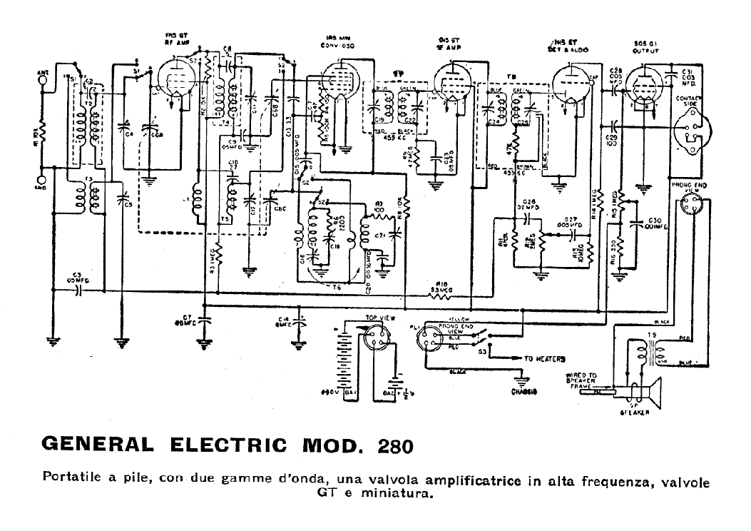 GENERAL ELECTRIC 280 AM RADIO RECEIVER SCH Service Manual download