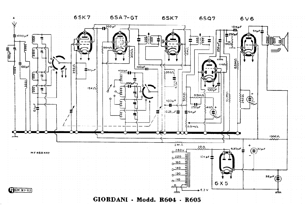 GIORDANI R604 R605 AM RADIO RECEIVER SCH service manual