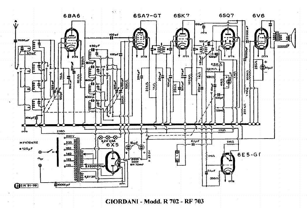 GIORDANI R702 RF703 AM RADIO RECEIVER SCH service manual