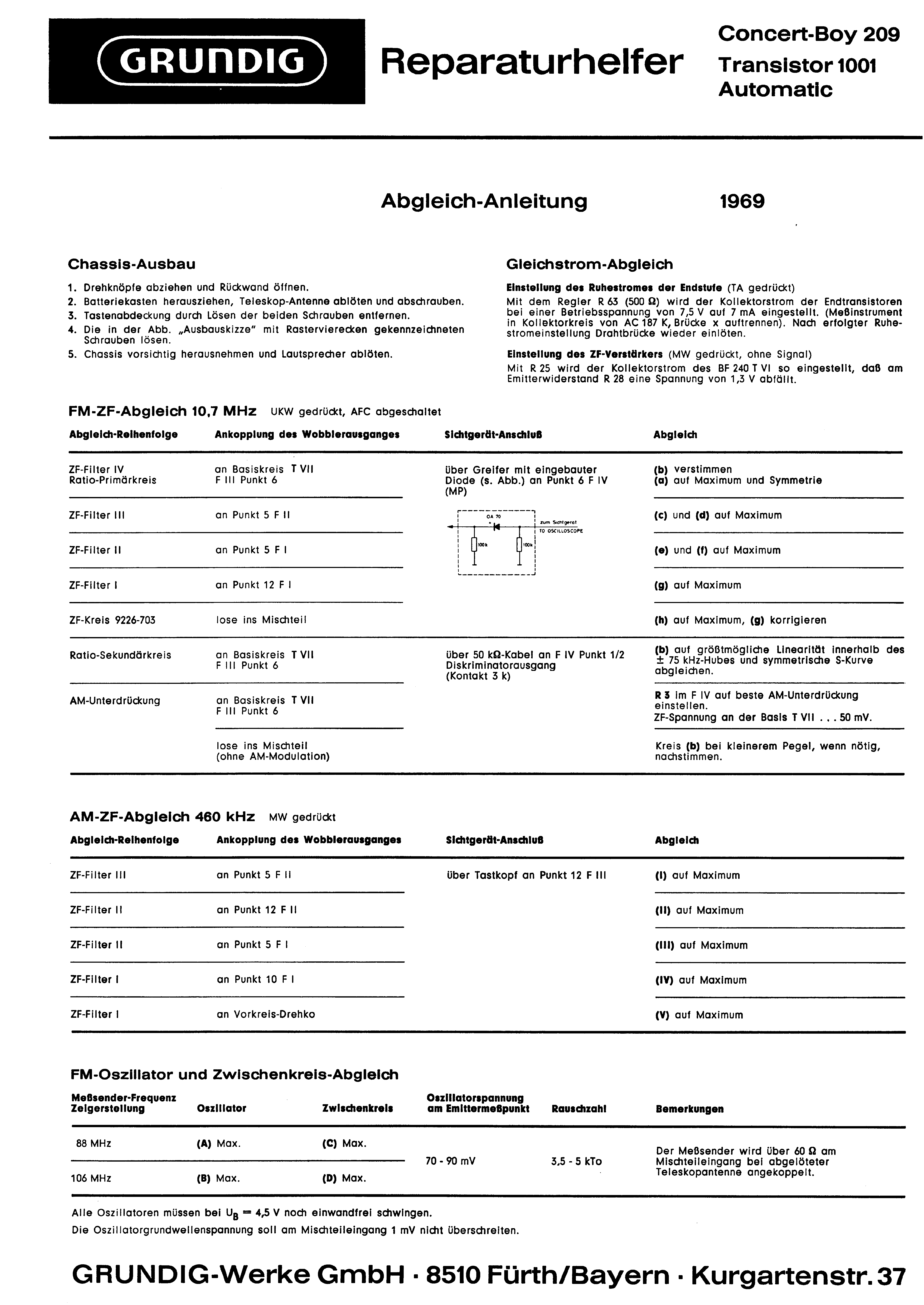 GRUNDIG CONCERT-BOY 209 SM service manual