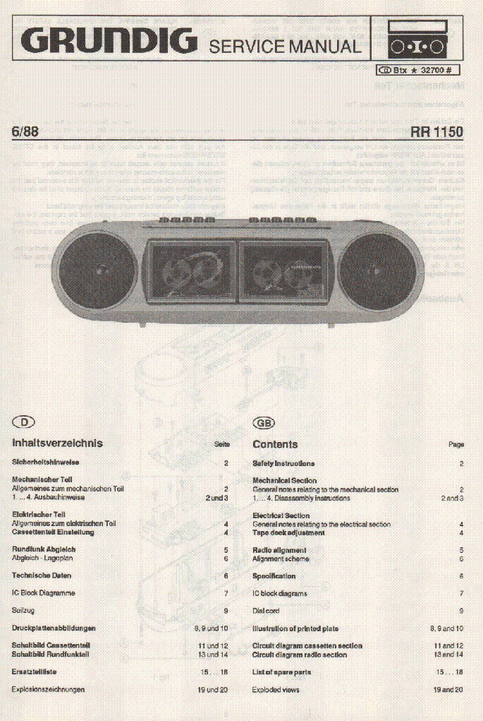 GRUNDIG RR1150 service manual