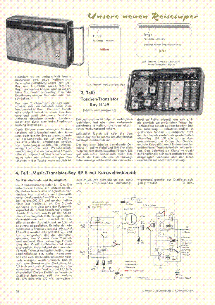 GRUNDIG TASCHEN MUSIC AND TASCHEN TRANSISTOR BOY GTI 1959-08 service manual