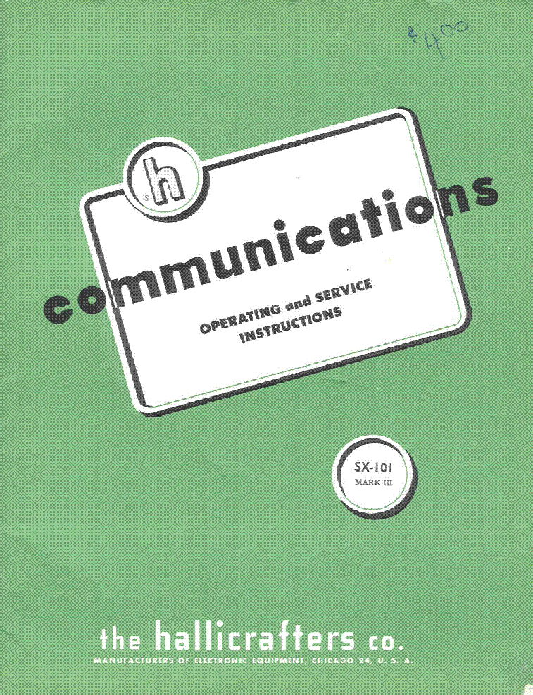 HALLICRAFTERS SX-101 MK III RECEIVER service manual