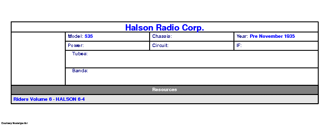 HALSON RADIO CORP. 535 service manual