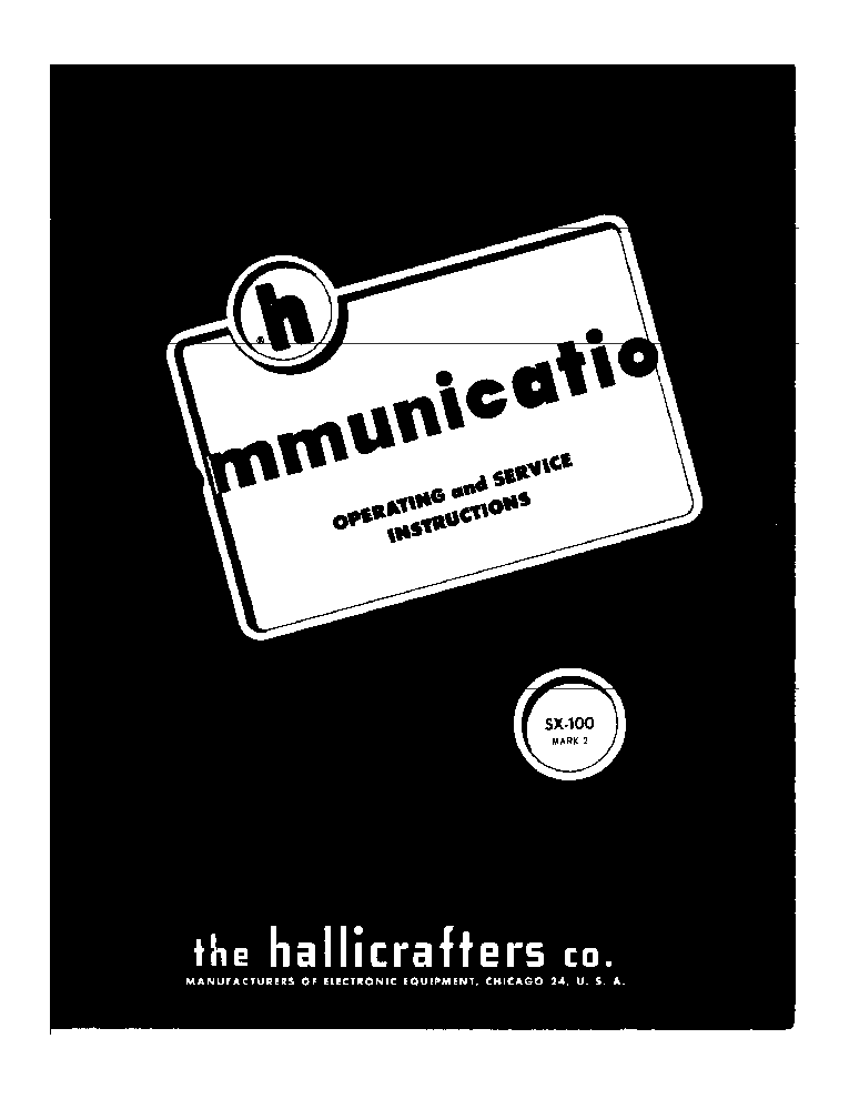 HALLICRAFTERS SX-100 MK2 0.54-34MHZ COMMUNICATION RECEIVER SM service manual