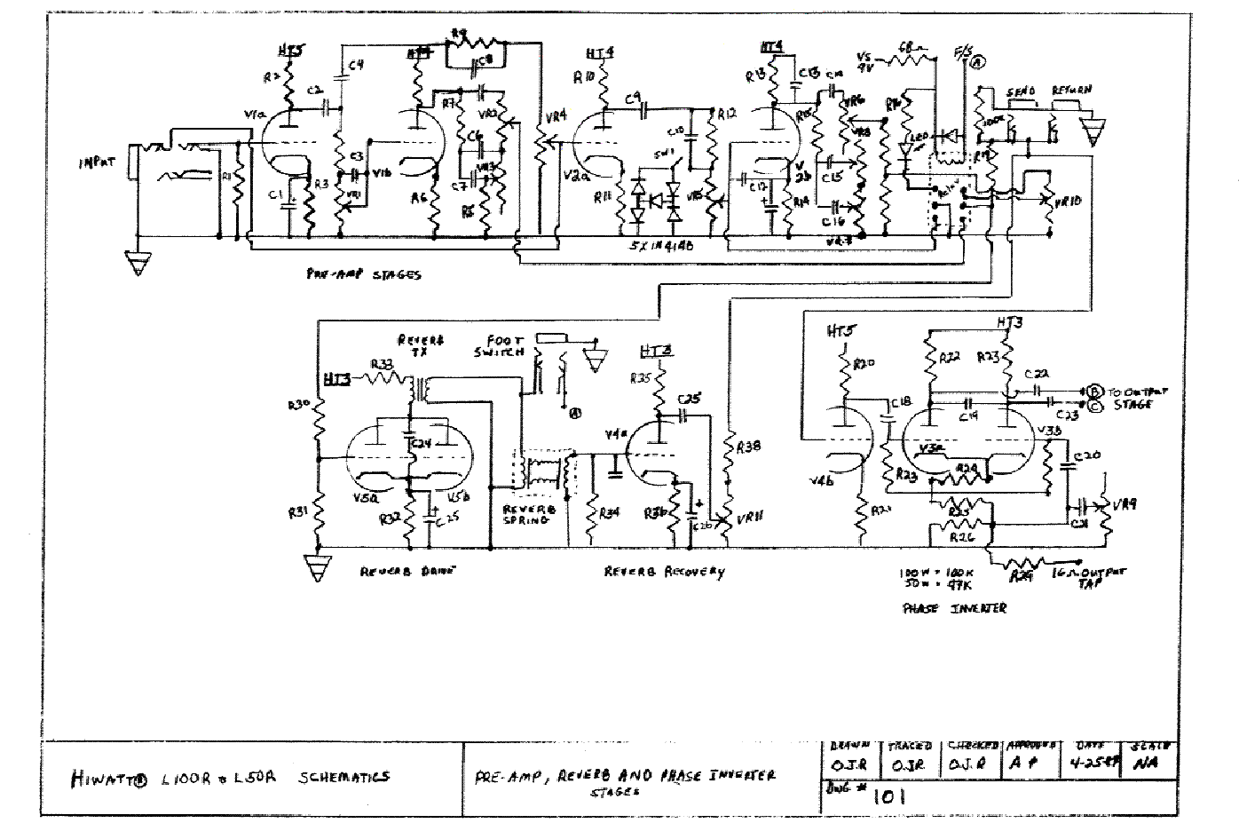 HIWATT L50R L100R SCH service manual