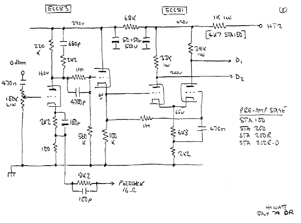 HIWATT STA200 200W SCH service manual