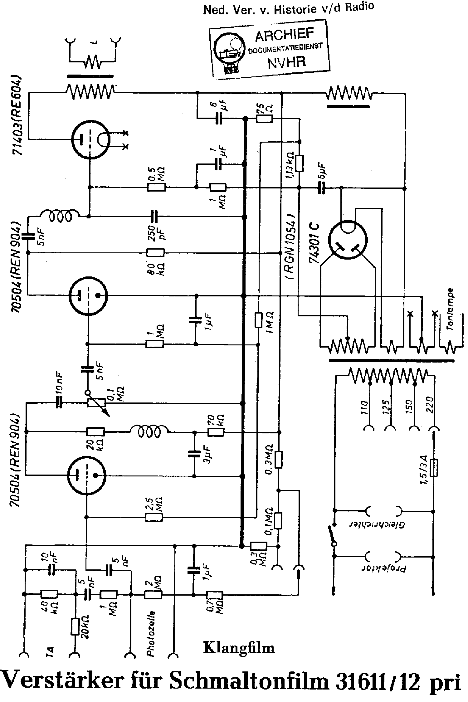 KLANGFILM 31611-12 SMAFILM AMPLIFIER SCH Service Manual download ...
