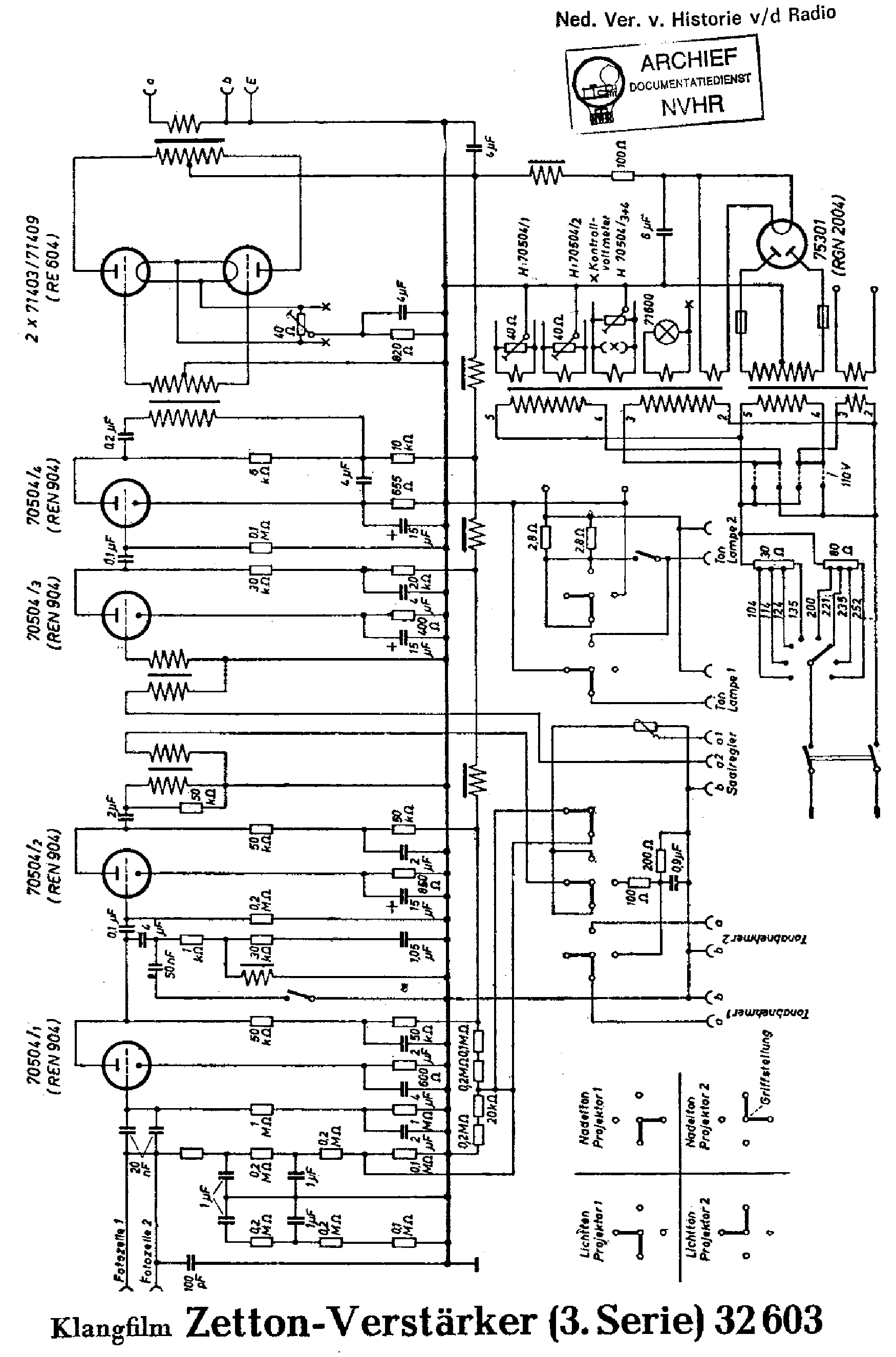 KLANGFILM 32603 ZETTON AMPLIFIER SER3 SCH service manual