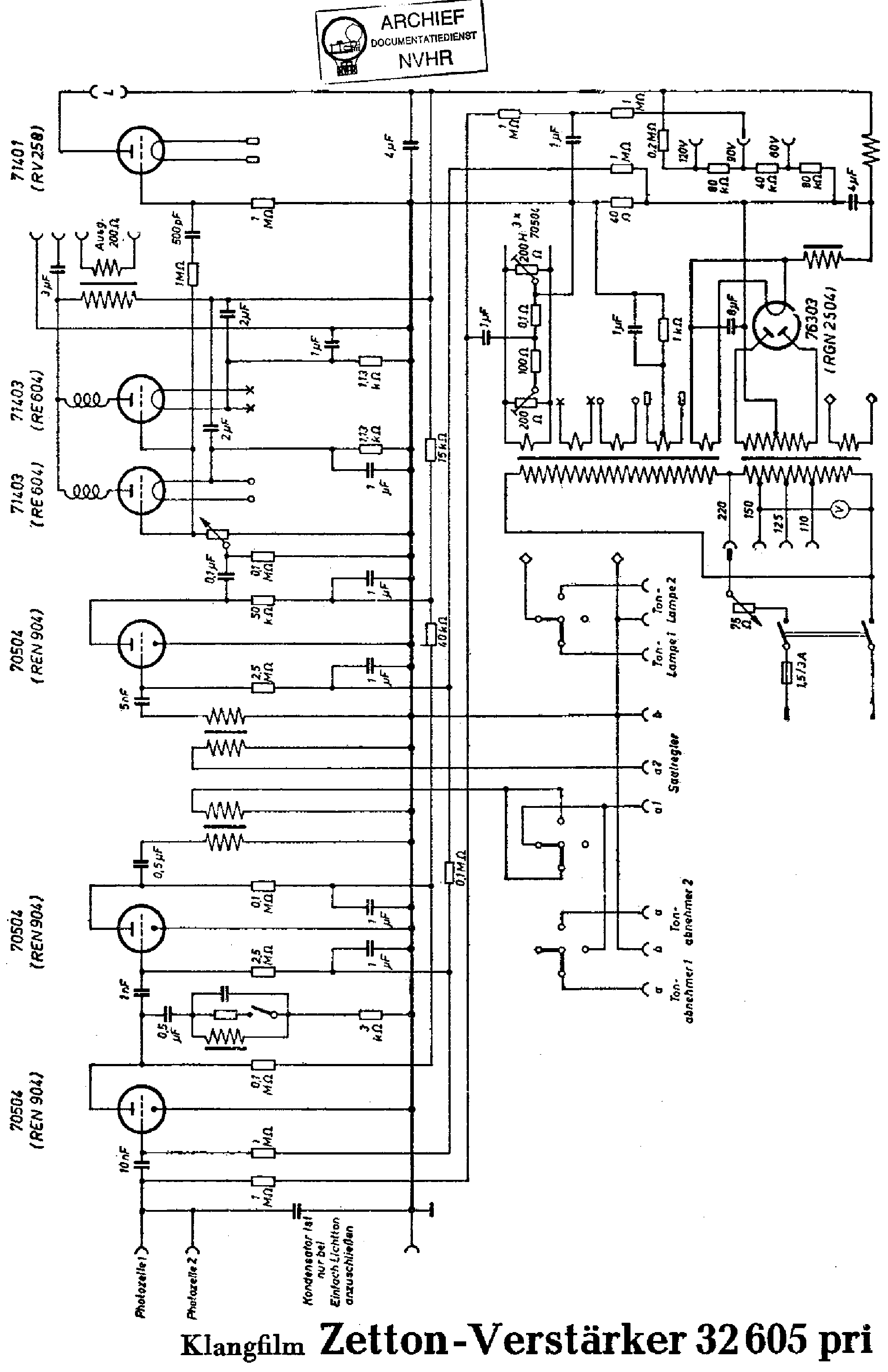 Klangfilm 32605 Zetton Amplifier Sch Service Manual Download 
