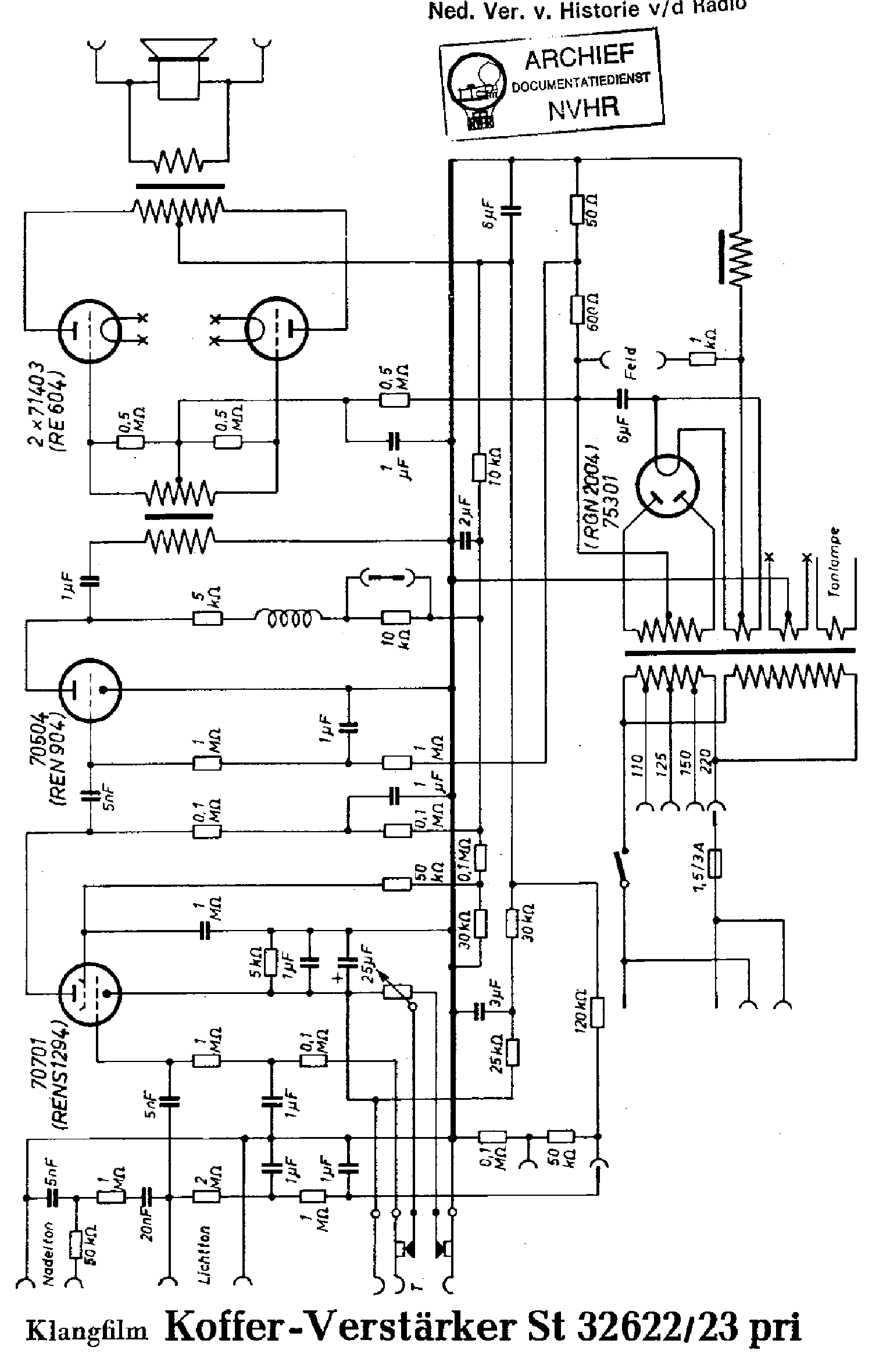 KLANGFILM 32622-23 KOFFER-VERSTARKER AMPLIFIER SCH service manual