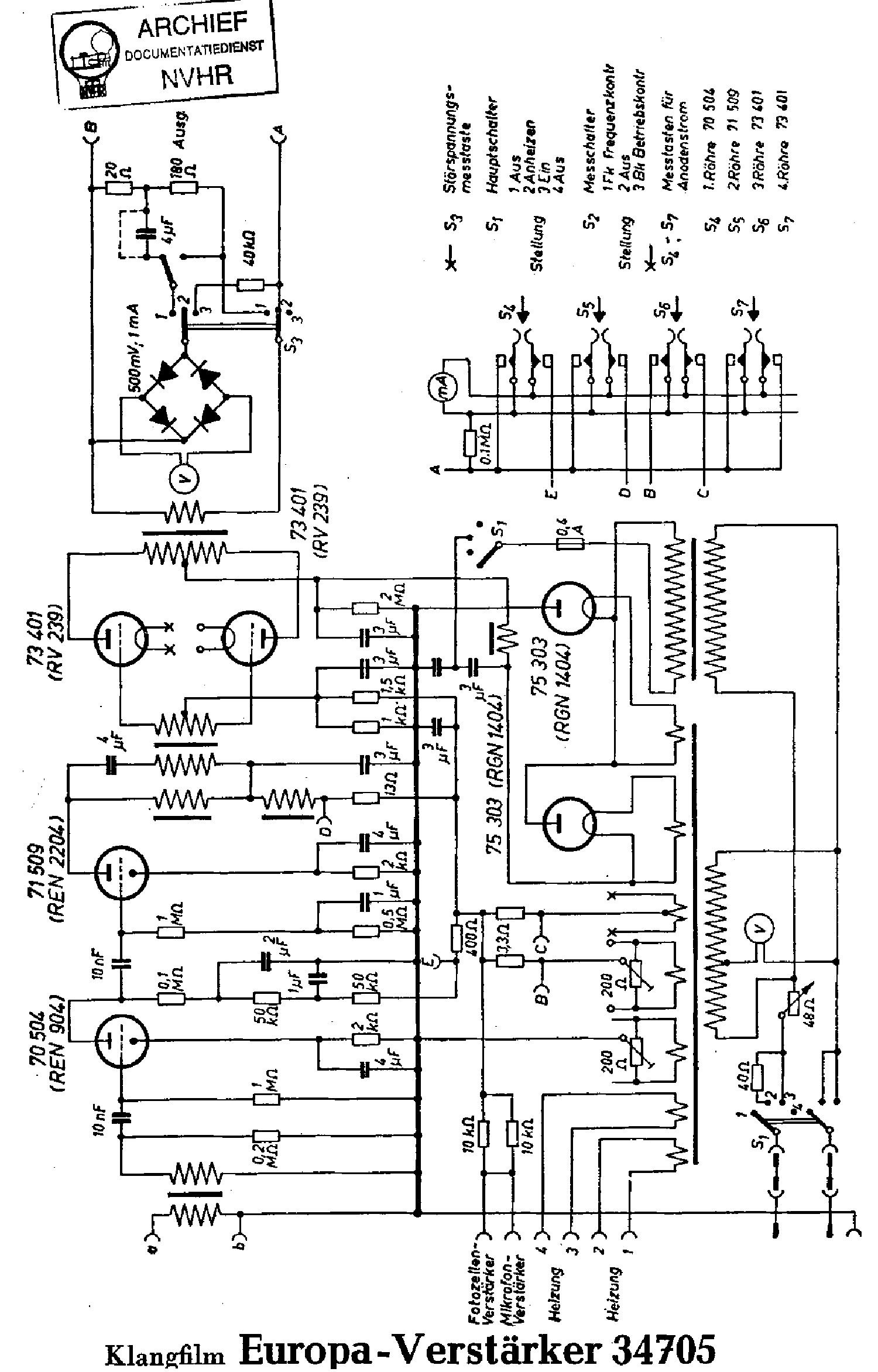 KLANGFILM 34705 EUROPA AMPLIFIER SCH service manual