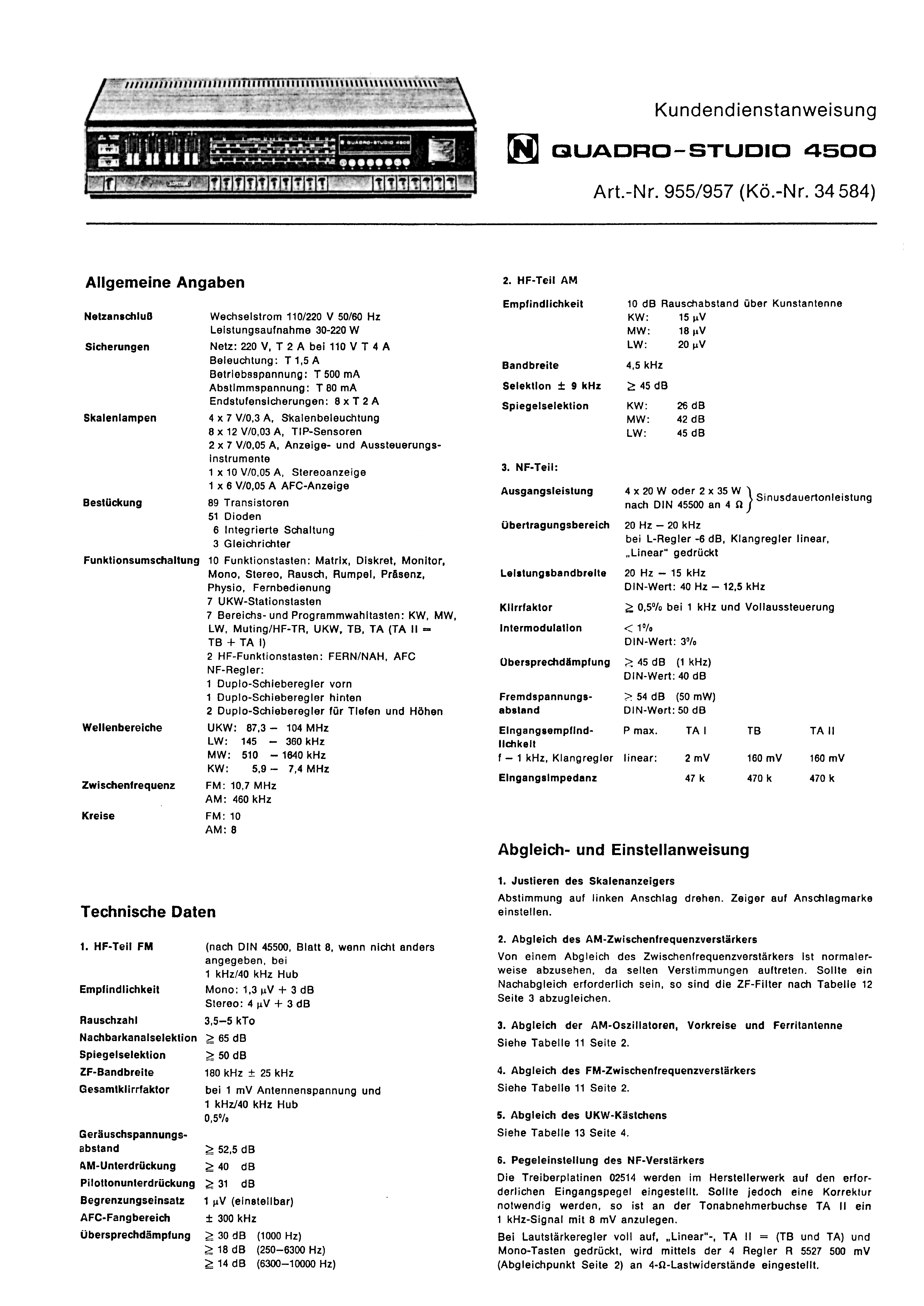 KOERTING QUADRO-STUDIO 4500 SM service manual