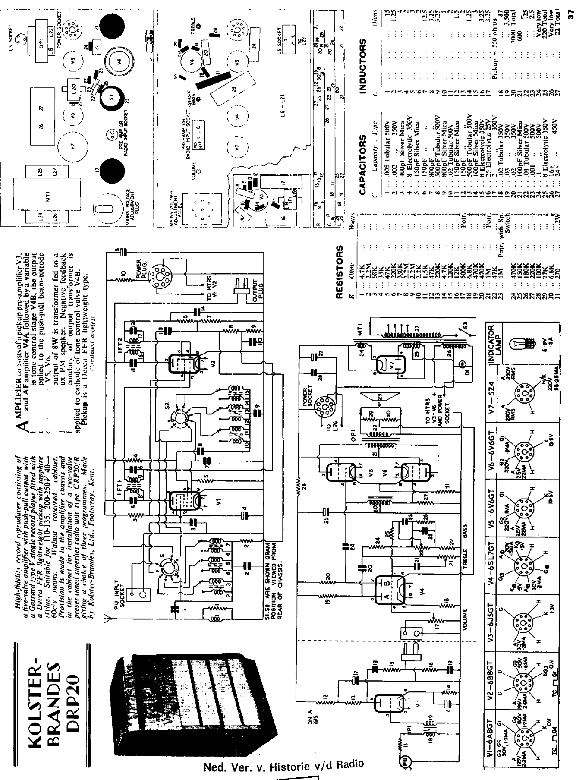 KOLSTER-BRANDES DR20 RADIOGRAMOPHONE RECEIVER SM Service Manual ...