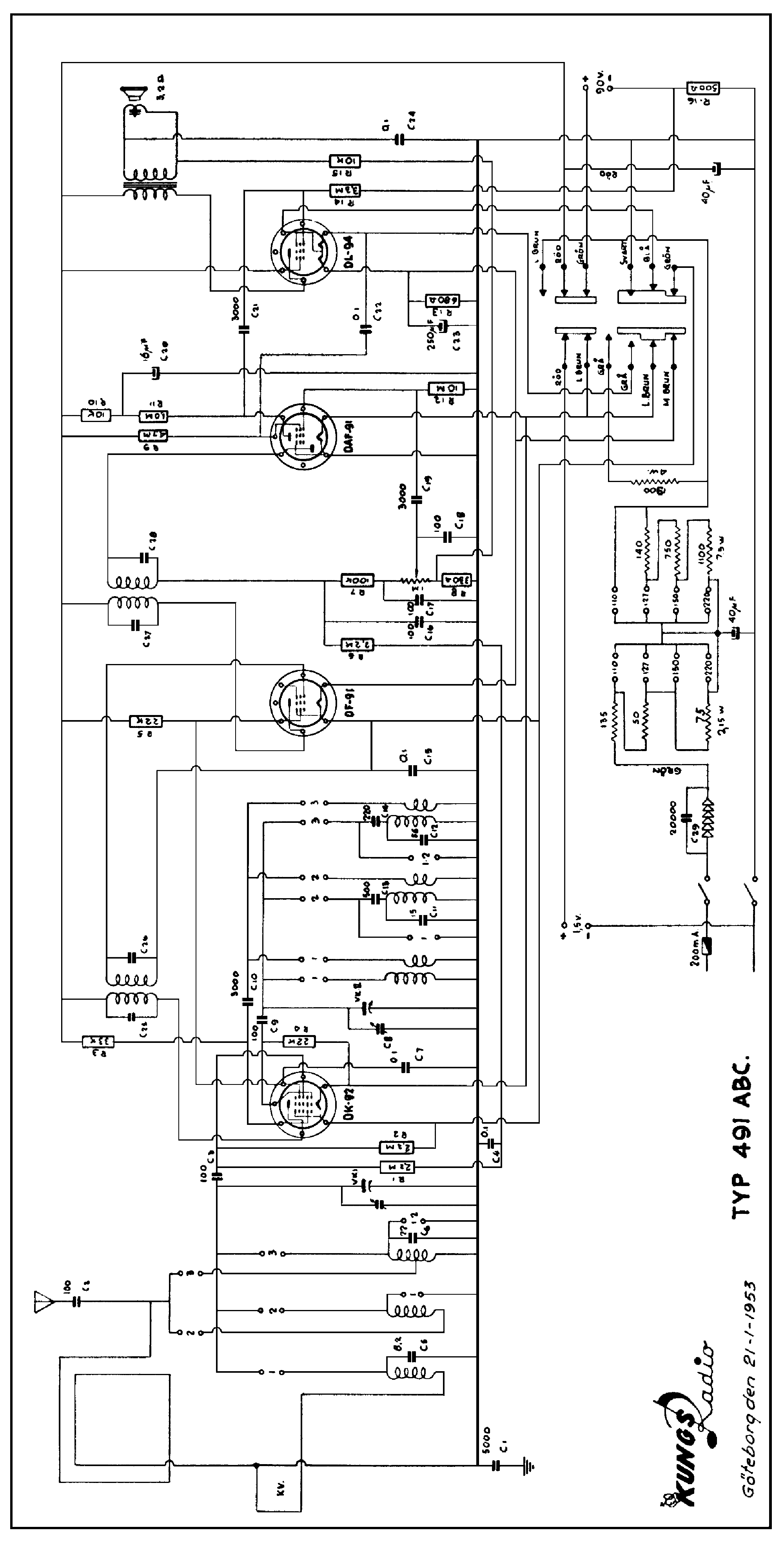 KUNGS 491ABC RADIO 1953 SCH Service Manual download, schematics, eeprom ...