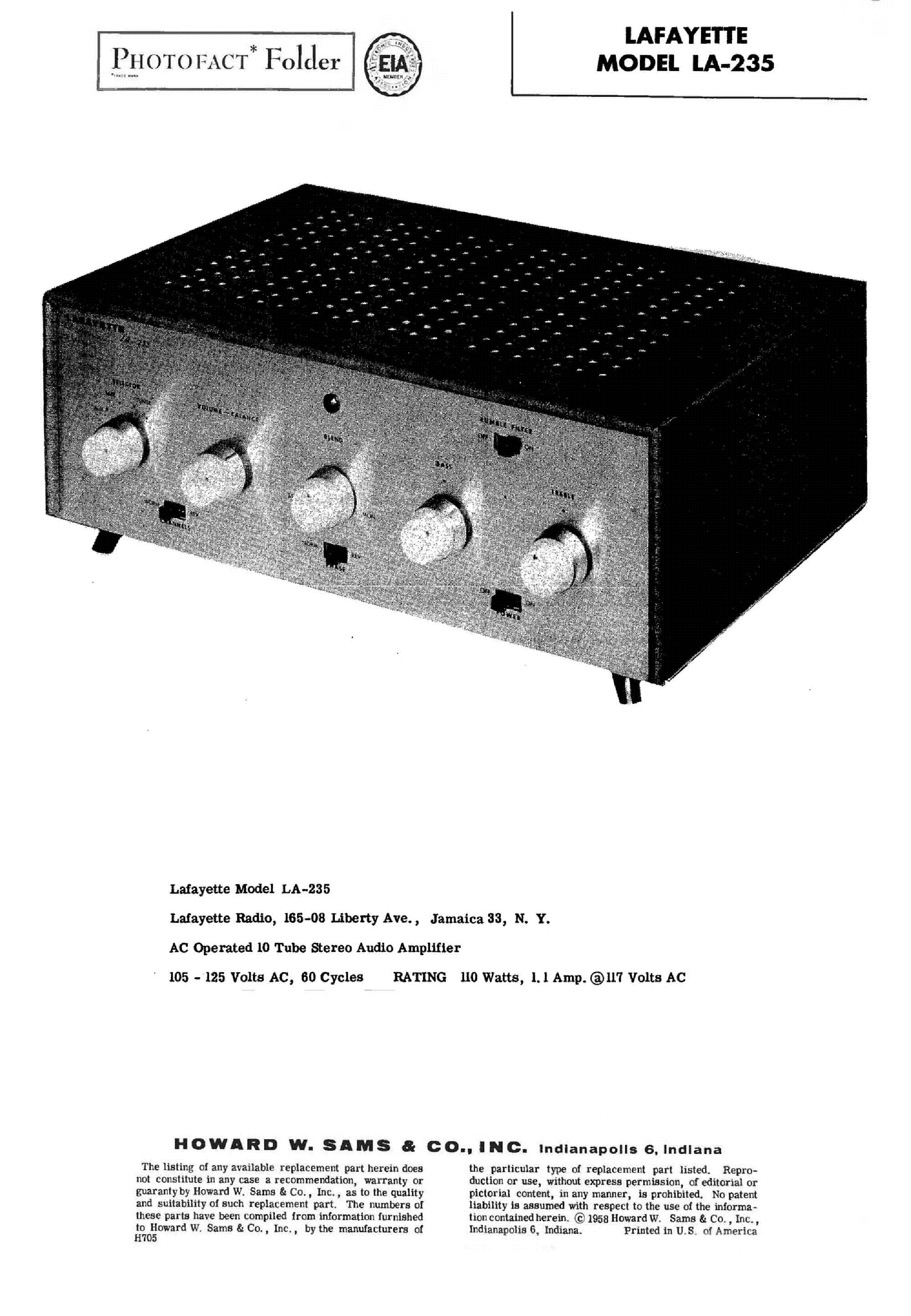 LAFAYETTE LA-235 SM service manual