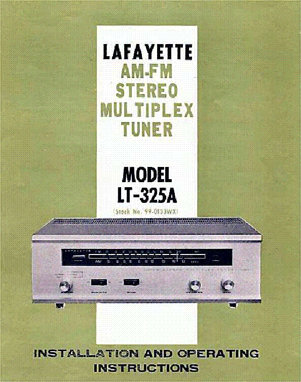 LAFAYETTE LT325A AM-FM STEREO MULTIPLEX TUNER 1965 SM service manual
