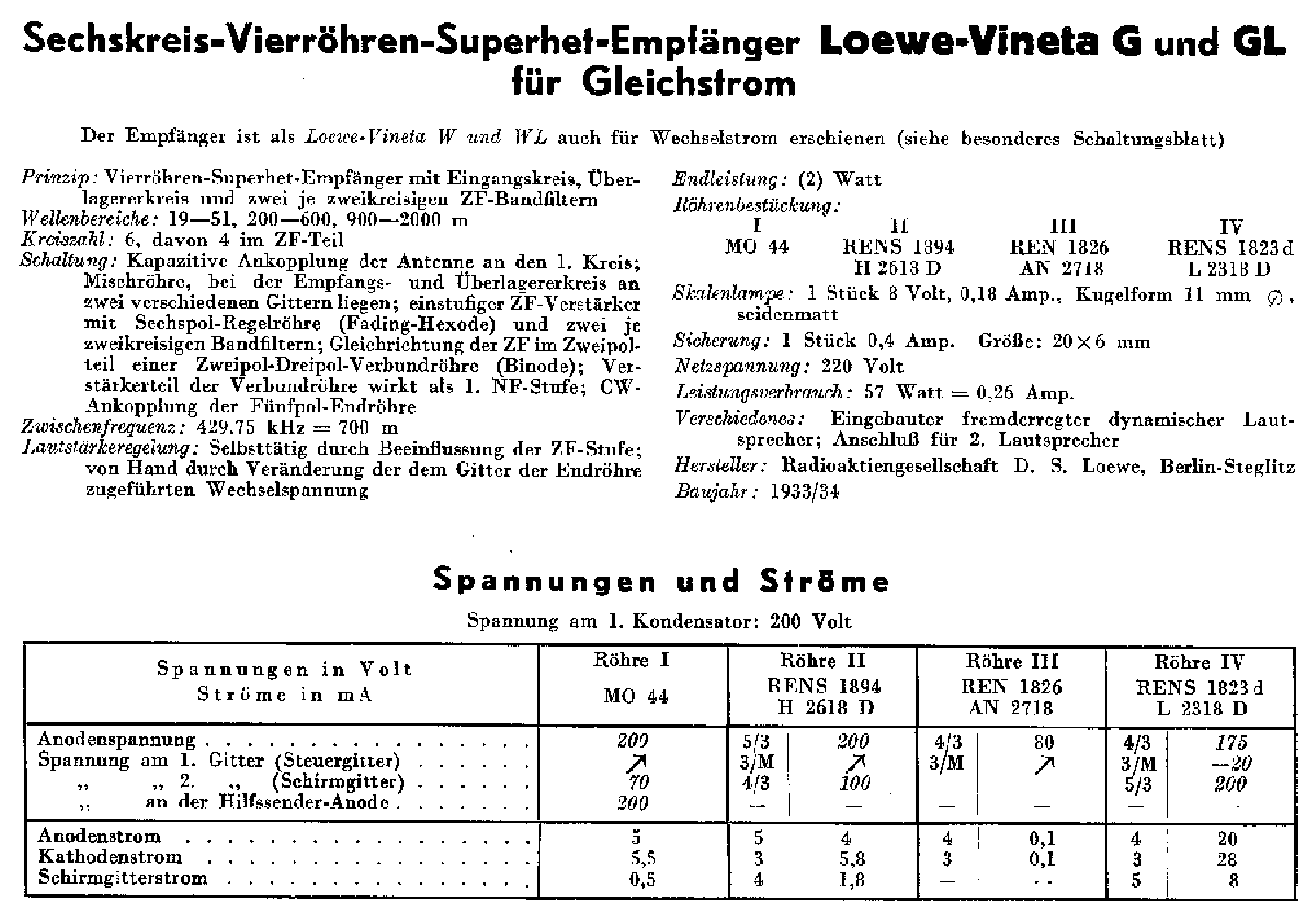LOEWE VINETA-G-GL DC-SUPER RECEIVER 1933 SCH service manual (2nd page)