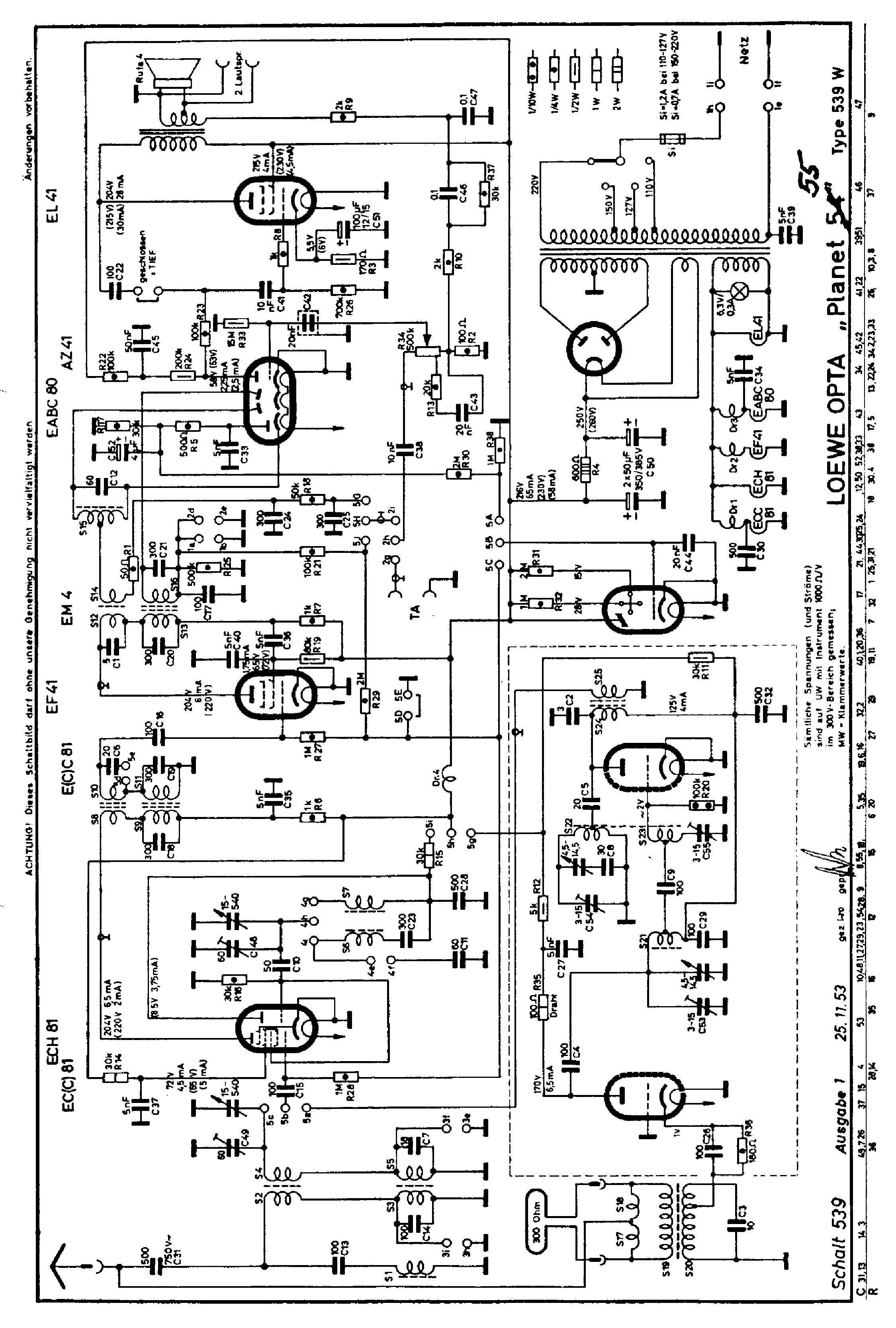LOEWEOPTA 539W PLANET-55 AM-FM RECEIVER 1953 SM service manual (2nd page)