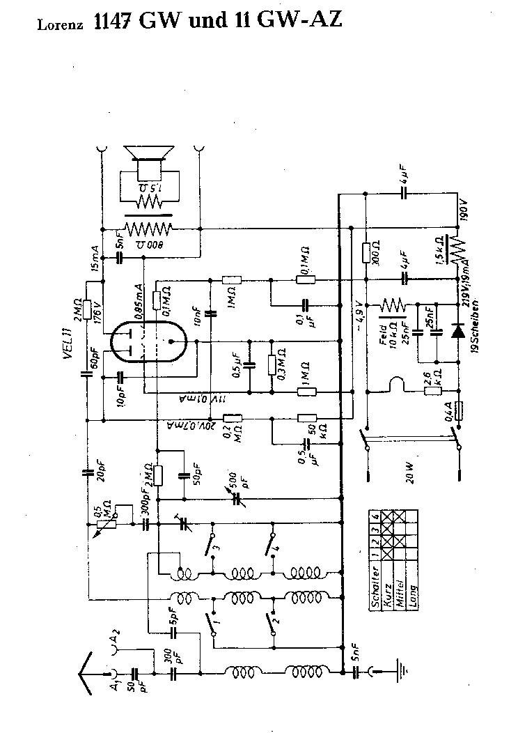 LORENZ 1147 GW AND 11 GW-AZ RECEIVER SCH service manual