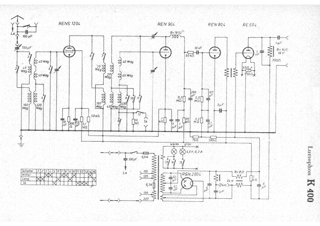 LUMOPHON K400 AM RADIO RECEIVER SCH service manual