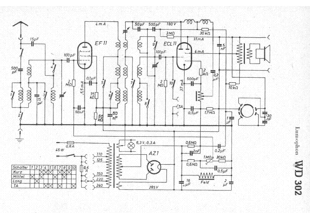 LUMOPHON WD302 AM RADIO RECEIVER SCH service manual