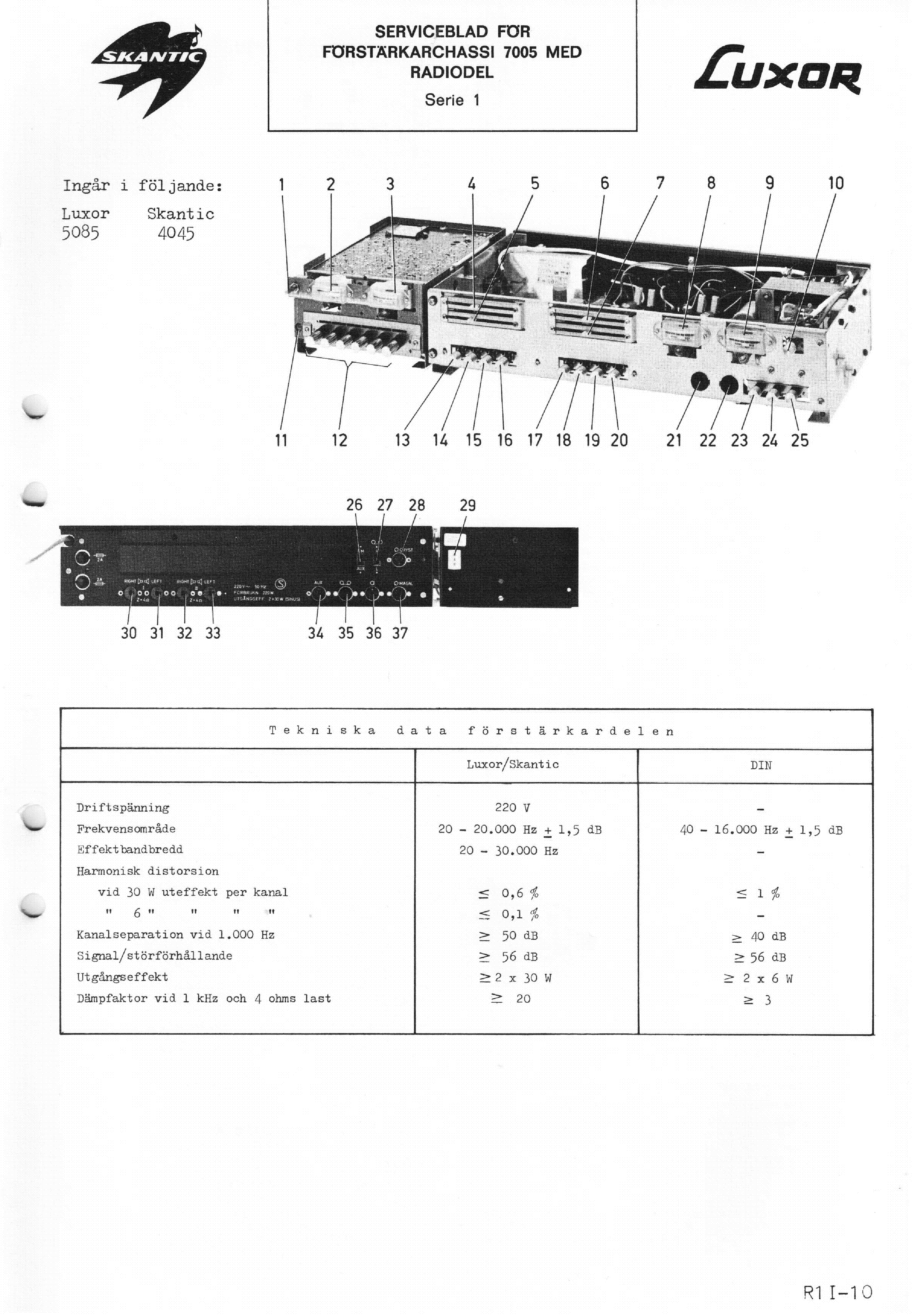 LUXOR R1I10 7005 5085 4045 RECEIVER service manual (1st page)