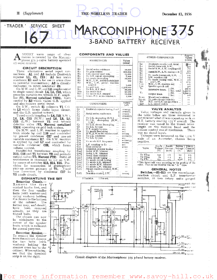 MARCONIPHONE 375 service manual