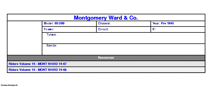 MONTGOMERY WARD 62-269 SCH service manual