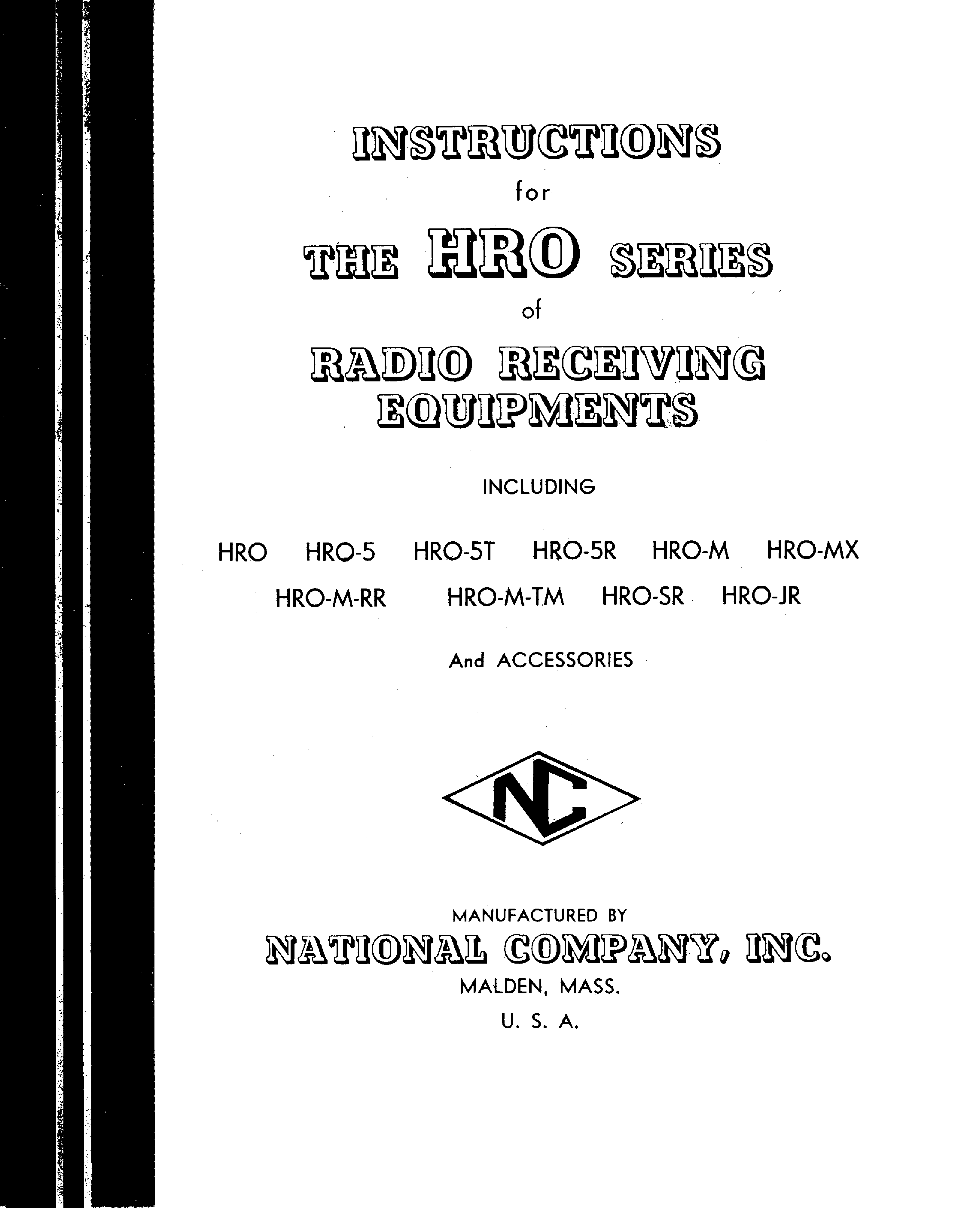 NATIONAL HRO SERIES RECEIVER ORIG SCH service manual