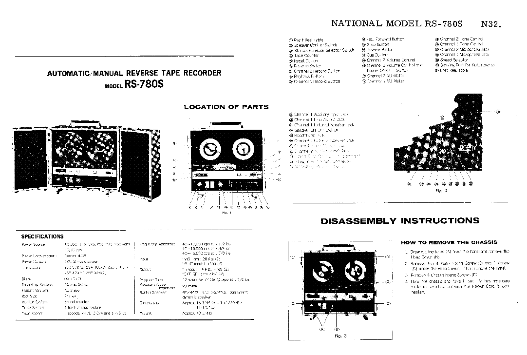 NATIONAL RS-780S SM Service Manual download, schematics, eeprom, repair ...