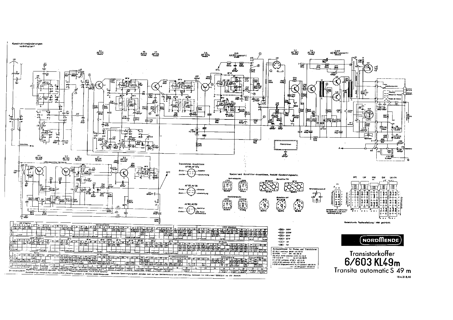 Nordmende Service Manual für Transita automatic S 6.603 KL-49  Kopie 