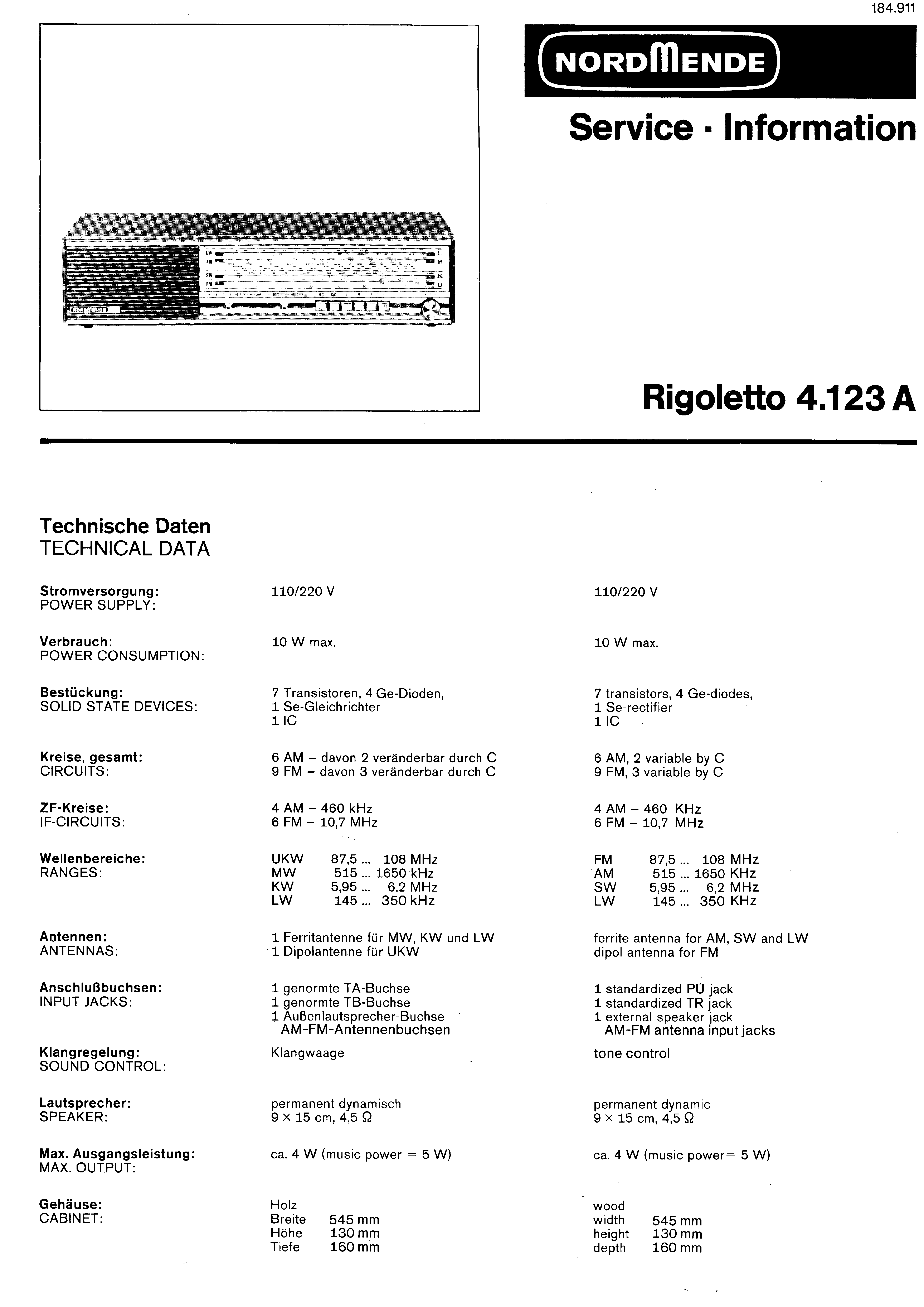 Rigoletto nordmende Rigoletto S15
