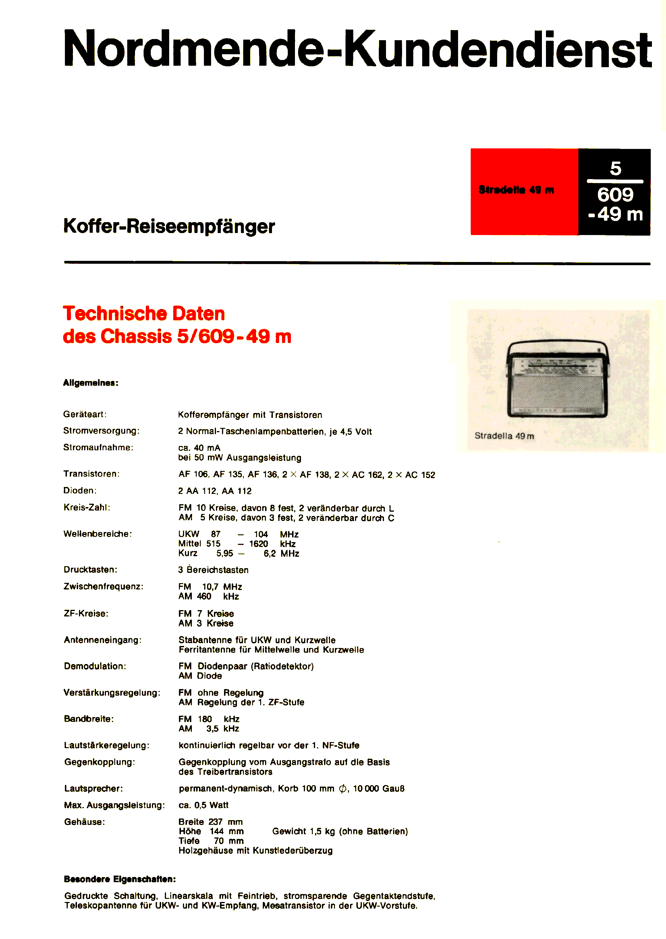 NORDMENDE STRADELLA 49M 5 609-49M SM service manual