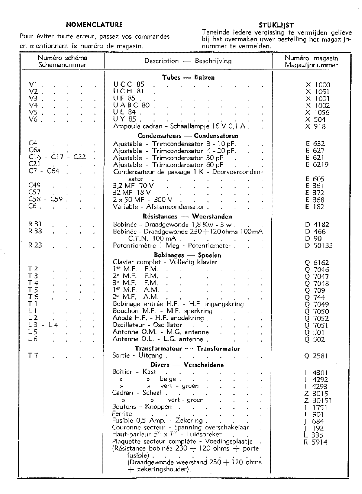 NOVAK 601 AC- AM-FM RADIO SM service manual